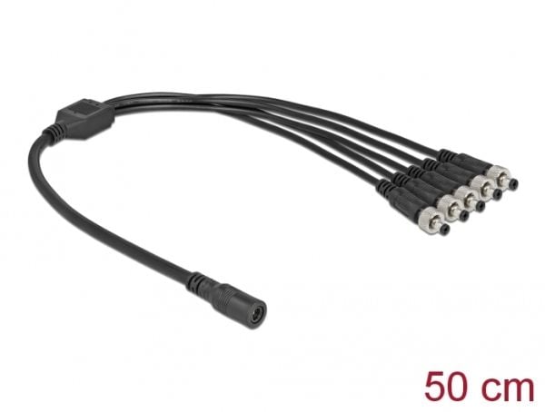 Delock - Strøm-splitter - DC jackstik 5,5 x 2,1 mm (hun) til DC jackstik 5,5 x 2,1 mm (han) kan skrues - 30 V - 2 A - 50 cm - lajittelu