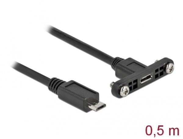 Delock - USB forlængerkabel - Micro-USB Type B (hun) panelmonterbar til Micro-USB Type B (han) - USB 2.0 - 50 cm - lajittelu