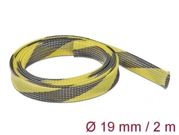 Delock - Flätad ärm - sträckbar - 2 m - svart, gul