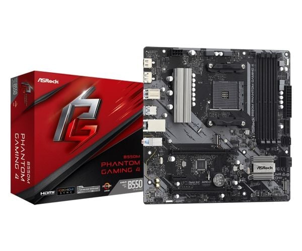ASRock B550M Phantom Gaming 4 - Hovedkort - micro ATX - Socket AM4 - AMD B550 Chipset - USB 3.2 Gen 1 - Gigabit LAN - innbygd grafikk (CPU kreves) ...