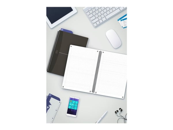 Oxford Office Essentials - Anteckningsblock - trådbunden - B5 - 90 ark / 180 sidor - vitt papper - tillgänglig i olika färger - kartong
