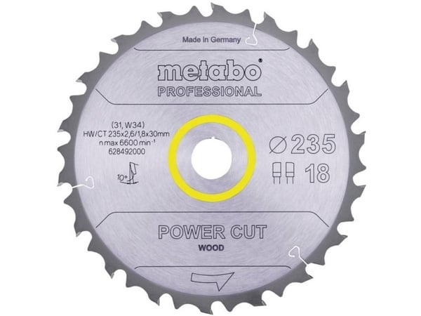 Metabo 628492000, Konstruksjons Trematerial, Løvtre, 23,5 cm, 3 cm, 1,8 mm, 6600 RPM, 2,6 mm