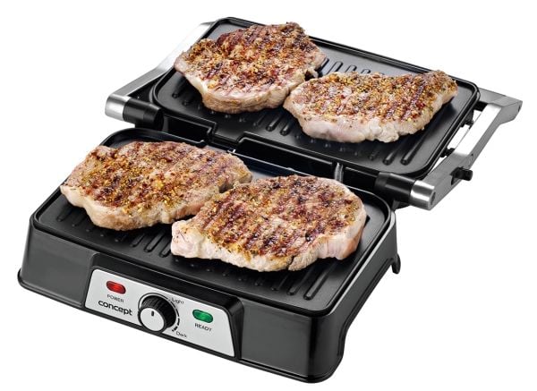 Concept GE2005, Sort, Rustfritt stål, Tabletop, Rotasjon, Rist + steketakke, 278 x 170 mm, 220 - 240 V
