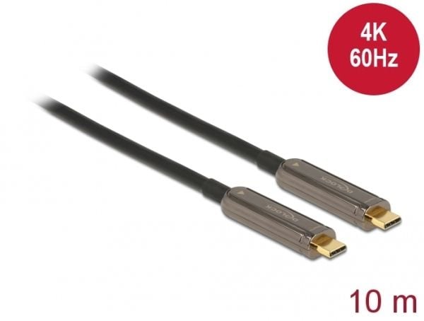 Delock - USB-kabel - USB-C (hann) til USB-C (hann) - USB 3.2 Gen 1 / DisplayPort 1.2 - 10 m - Active Optical Cable (AOC), støtte for 4K 60 Hz (3840...