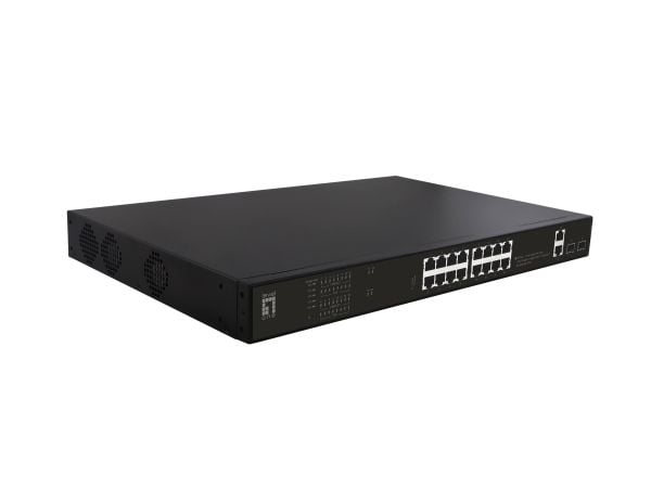LevelOne GEP-2021 - Switch - 16 x 10/100/1000 (PoE) + 2 x 10/100/1000 + 2 x Gigabit SFP (opplink) - stasjonær, rackmonterbar - PoE (270 W)