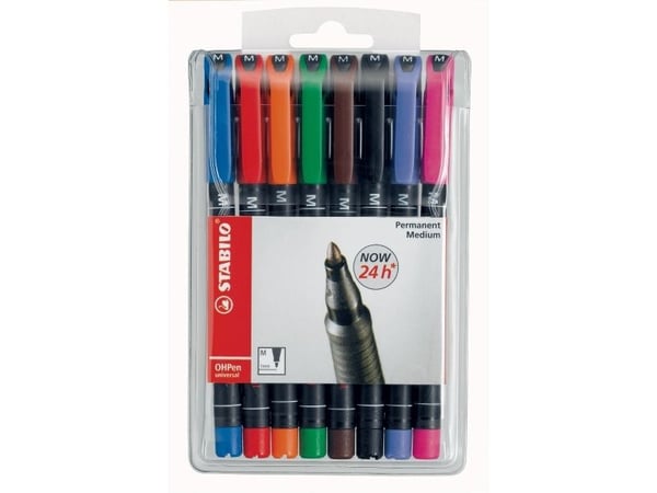 STABILO OHPen Universal, Flerfarget, Tyskland, 8 stykker, 102 mm, 16 mm, 153 mm