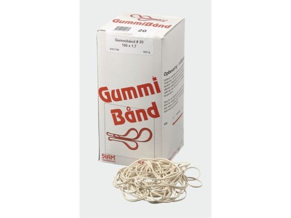 Gummiband, 120 x 5 mm, vita, 500 g