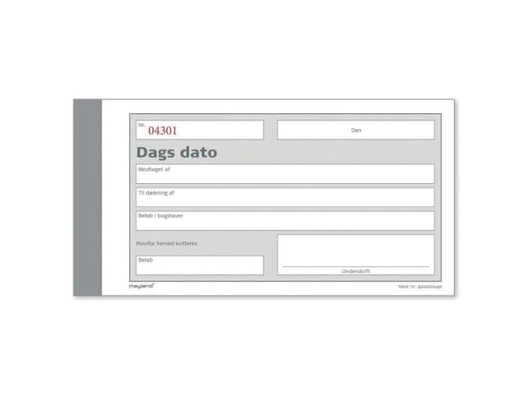 Mayland - Dagsskjema - 50 ark - 148 x 85 mm - dublett - blåpapirkopi - nummerert