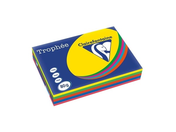 Clairefontaine 1708C, Laser-/Inkjet-utskrift, A3 (297x420 mm), 500 ark, 80 g/m², Blå, Grønn, Oransje, Rosa, Gult, 5 stykker