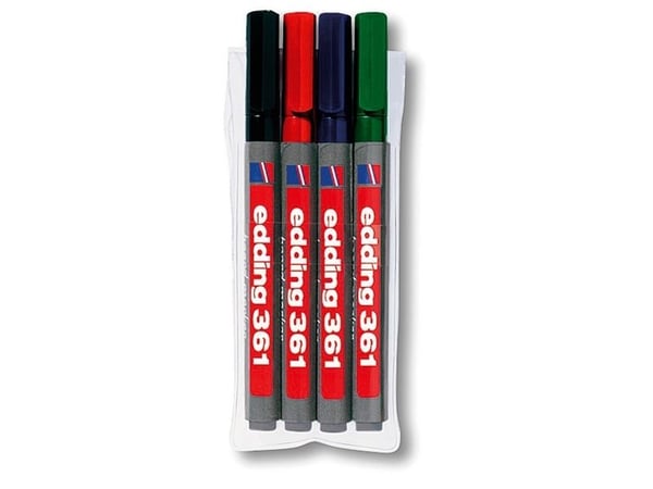 Whiteboardpenna Edding 361 rund spets ass. färger, 4-pack