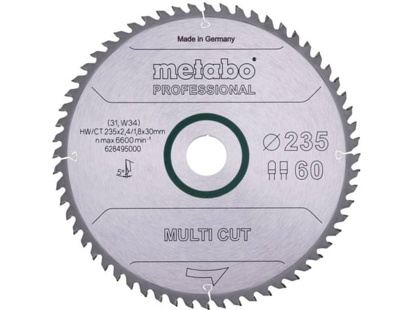 Metabo 628495000, Sponplate, Løvtre, MDF, 23,5 cm, 3 cm, 1,8 mm, 6600 RPM, 2,4 mm
