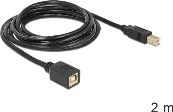 DeLOCK - USB forlængerkabel - USB Type B (hun) til USB Type B (han) - 2 m - lajittelu