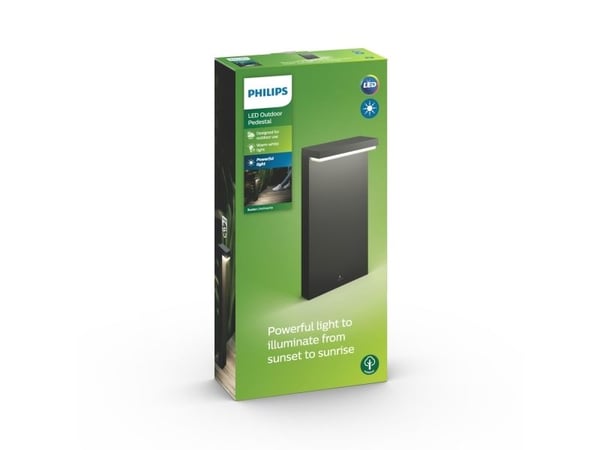 Philips myGarden Bustan-sokkel/stilys, 9 W, Utendørs sokkel/stang-belysning, Antrasitt, Aluminium, Syntetiske, IP44, Hage, Terrasse, II