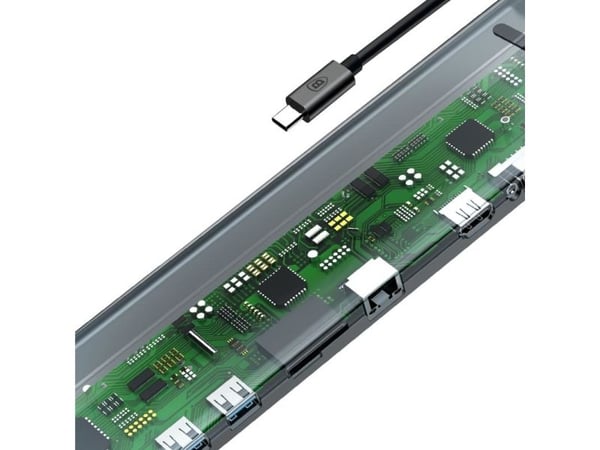 Baseus CATSXG0G, USB 3.2 Gen 1 (3.1 Gen 1) Type-C, 10,100,1000 Mbit/s, Sølv, MicroSD (TransFlash), SD, 3.5mm, HDMI, RJ-45, USB 3.2 Gen 1 (3.1 Gen 1...