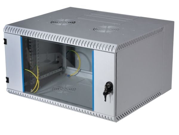EFB Elektronik 691606VGR.50, Väggmonterad rack, 6U, 40 kg, Knapplås, Grå