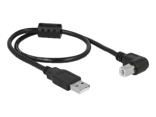 DeLOCK - USB-kaapeli - USB (han) til USB Type B (han) - USB 2.0 - 50 cm - 90° stikforbindelse - lajittelu