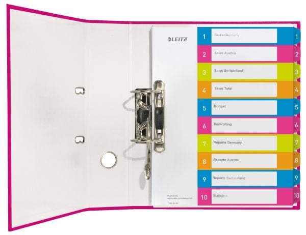 Leitz Register PP PC-utskrift A4+ 1-10 WOW, Numerisk faneindeks, Polypropylen (PP), Flerfarget, Landskap, A4+, 245 mm