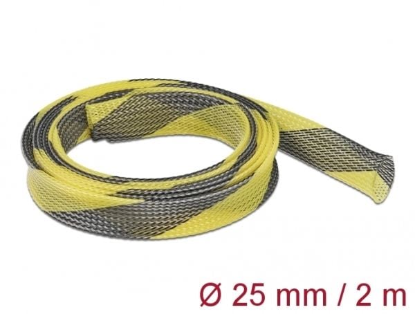 Delock - Flätad ärm - sträckbar - 2 m - svart, gul