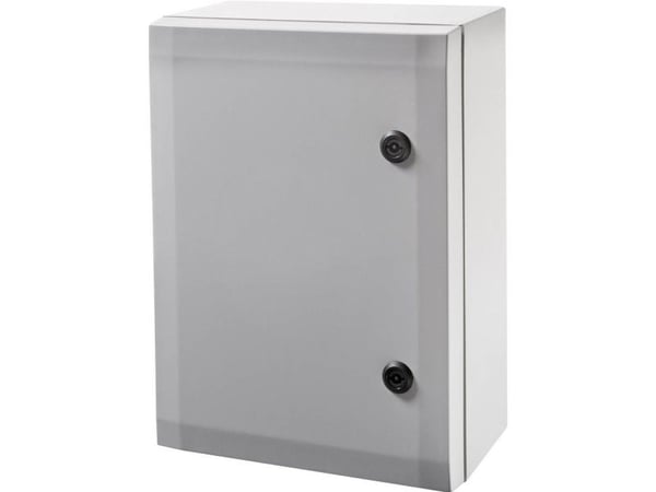 FIBOX Seinäkaappi ARCA, polykarbonaatti, harmaa ovi, 2 lukitusta, sarana pitkällä sivulla, KxSxK, 400x300x210mm, asennuslevyllä varustettuna