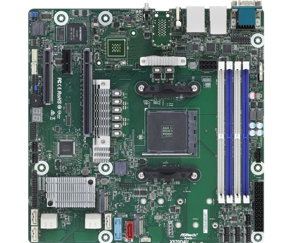 ASRock Rack X570D4U - Hovedkort - micro ATX - Socket AM4 - AMD X570 Chipset - USB 3.2 Gen 2 - 2 x Gigabit LAN - innbygd grafikk