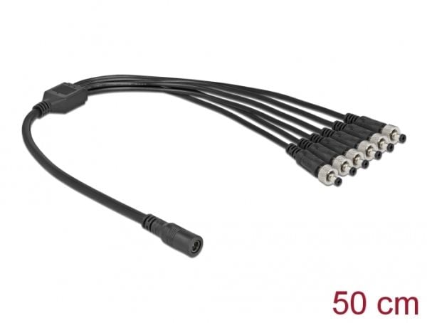 Delock - Verkkoverkon jakaja - DC-pistoke 5,5 x 2,1 mm (W) DC-pistokkeeseen 5,5 x 2,1 mm (M) ruuvattavissa - 30 V - 2 A - 50 cm - Musta (86591)