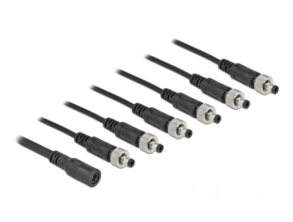 Delock - Verkkoverkon jakaja - DC-pistoke 5,5 x 2,1 mm (W) DC-pistokkeeseen 5,5 x 2,1 mm (M) ruuvattavissa - 30 V - 2 A - 50 cm - Musta (86591)