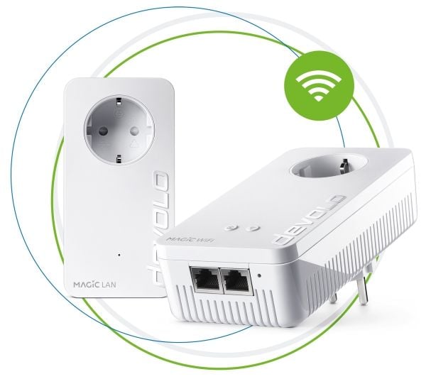 Devolo Magic 2 WiFi next Starter Kit, 2400 Mbit/s, IEEE 802.2x, IEEE 802.3ab, IEEE 802.3az, IEEE 802.3u, Gigabit Ethernet, 10,100,1000 Mbit/s, Wi-F...