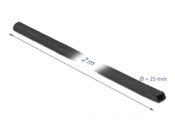 DeLOCK 20795, Kutistesukka, Musta, Polyolefiini, 2 m, 1 kpl, 2:1