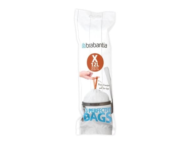 Brabantia PerfectFit Code X - Søppelpose - trekksnor - 12 L - høytetthetspolyetylen (LDPE) - pakke av 20