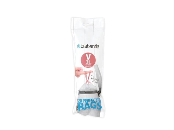 Brabantia PerfectFit Code V - Søppelpose - trekksnor - 3 L - høytetthetspolyetylen (LDPE) - pakke av 20