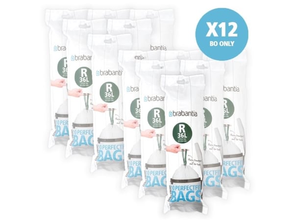 Brabantia 115622, 36 L, Valkoinen, Suurtiheyspolyeteeni (HDPE), 620 mm, 694 mm, 10 kpl
