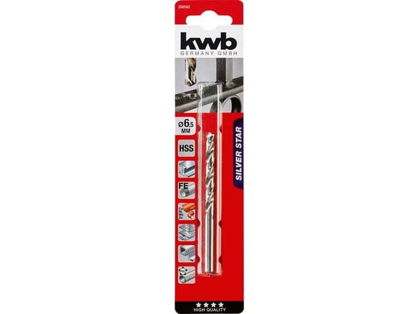 kwb 206565, Drill, Høyrehåndsrotasjon, 6,5 mm, Hard plastik, Ikke-jernholdig metall, Stål, 135°, Høy-Hastighets Stål (HHS)