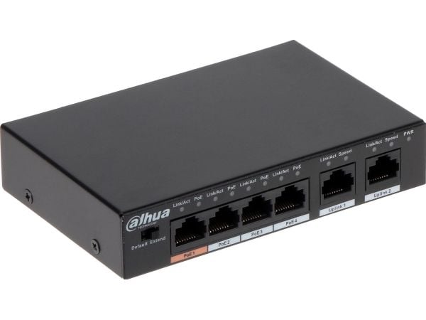 Dahua Technology PoE PFS3005-4ET-60, Uhåndtert, L2, Gigabit Ethernet (10/100/1000), Strøm over Ethernet (PoE)