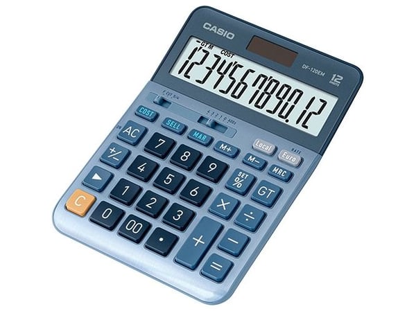 Bordregner Casio DF-120EM, blå, 12 cifre