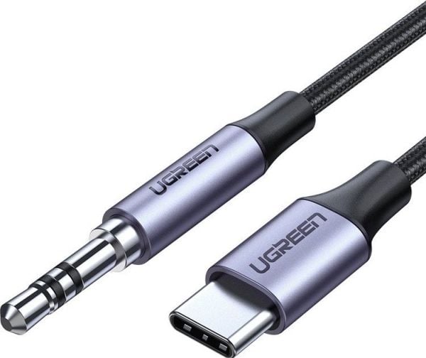 Ugreen 30633, 3,5 mm, Hanstik, USB typ C, Hanstik, 1 m, Sort, Sølv