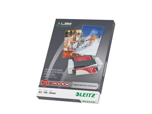 Leitz - Glanset, krystallklar - A3 (297 x 420 mm) lamineringspunger