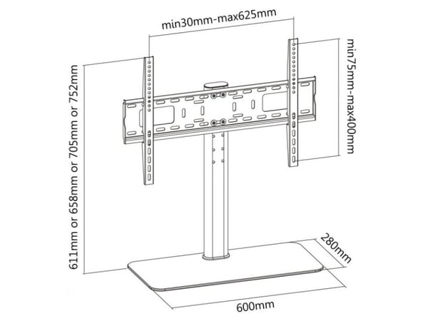 TECHly - Stativ - for LCD-skjerm - svart - skjermstørrelse: 32"-55" - skrivebord