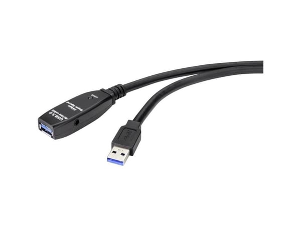 Renkforce RF-4598344, 5 m, USB A, USB A, USB 3.2 Gen 1 (3.1 Gen 1), 5 Gbit/s, Sort