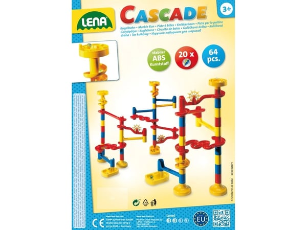 Lena Cascade Knikkerbaan KIGA, 3 år, Plast, Flerfarget