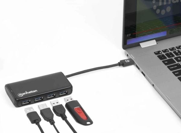 Manhattan 164924, USB 3.2 Gen 1 (3.1 Gen 1) Type-C, USB 3.2 Gen 1 (3.1 Gen 1) Type-A, 5000 Mbit/s, Sort, Acrylonitrilbutadienstyren, 0,135 m