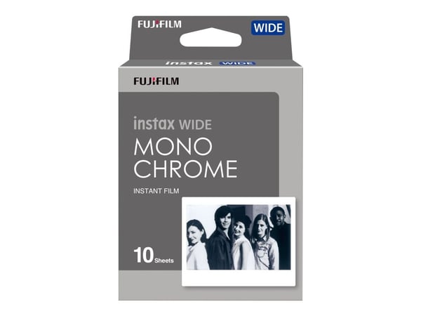 Fujifilm Instax Wide Monochrome - Svartvit film för snabbframkallning - instax Wide - ISO 800 - 10 exponeringar