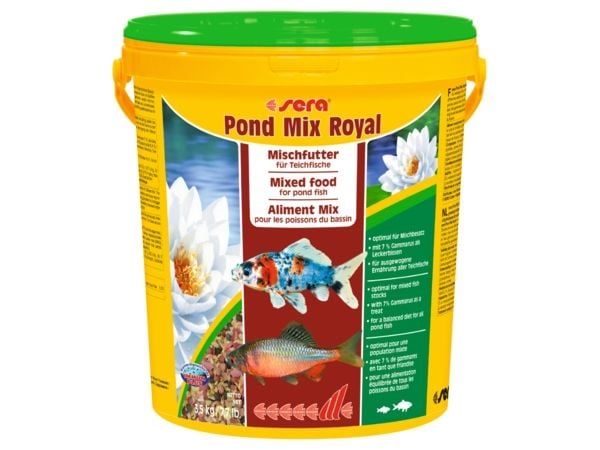 sera Pond Mix Royal, Dammfisk, Torr fiskmat, Mix, Stor, Medium, Liten, 3,5 kg, 21 l