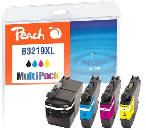 Peach PI500-231, Høyt (XL) utbytte, Sort, Cyan, Fiolblå, Gult, 62 ml, 15 ml, 4 stykker, Kombinasjonspakke