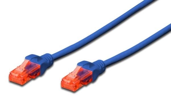DIGITUS Professional - Koblingskabel - RJ-45 (hann) til RJ-45 (hann) - 5 m - UTP - CAT 6 - med støvel, halogenfri, formstøpt, uten hindringer - blå