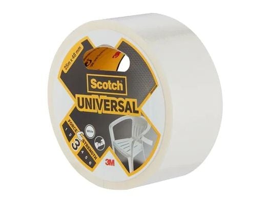 3M Universal, Valkoinen, Niputus, Kiinnittävä, Suojaava, Korjaus, Tiivistävä, 25 m, 48 mm