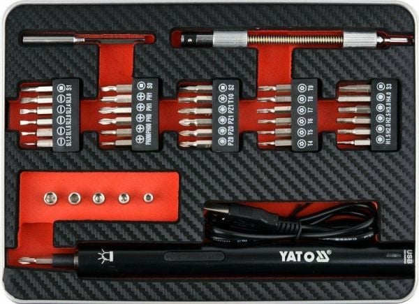 Yato YT-27930, Elektrisk skrutrekker, Rett håndgrep, Sort, 45,6 dB, Batteri, 3,6 V