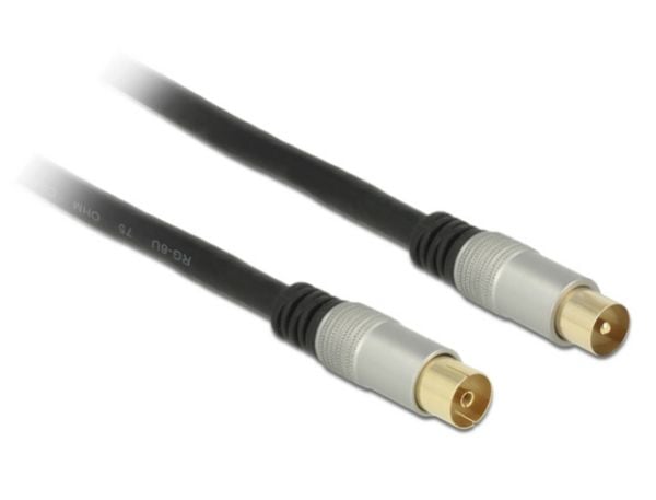Delock Premium - Antenneforlengelseskabel - IEC-kobling hunn til IEC-kobling hann - 2 m - firedobbelt-skjermet koaksial - 120 dB - svart