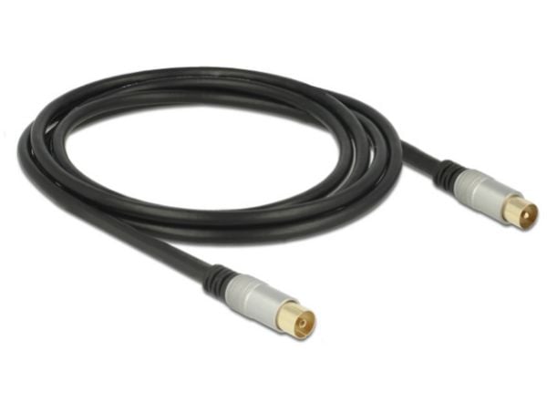 Delock Premium - Antenneforlengelseskabel - IEC-kobling hunn til IEC-kobling hann - 2 m - firedobbelt-skjermet koaksial - 120 dB - svart