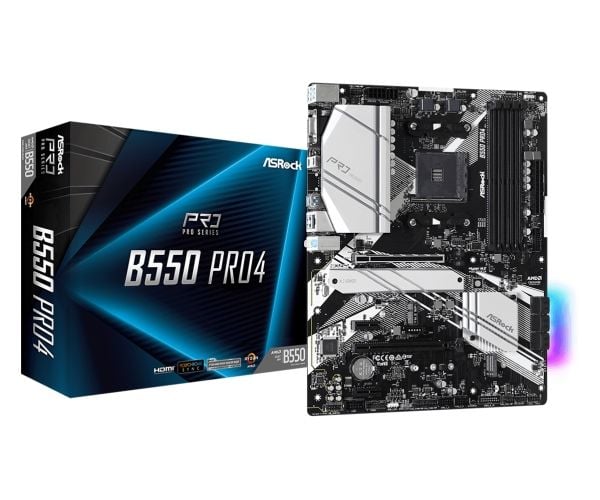 ASRock B550 Pro4 - Hovedkort - ATX - Socket AM4 - AMD B550 Chipset - USB-C Gen2, USB 3.2 Gen 1, USB 3.2 Gen 2 - Gigabit LAN - innbygd grafikk (CPU ...