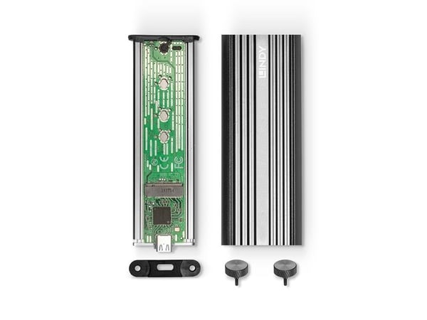Lindy 43318, SSD-kabinett, M.2, PCI Express, 20 Gbit/s, USB-tilkobling, Sølv